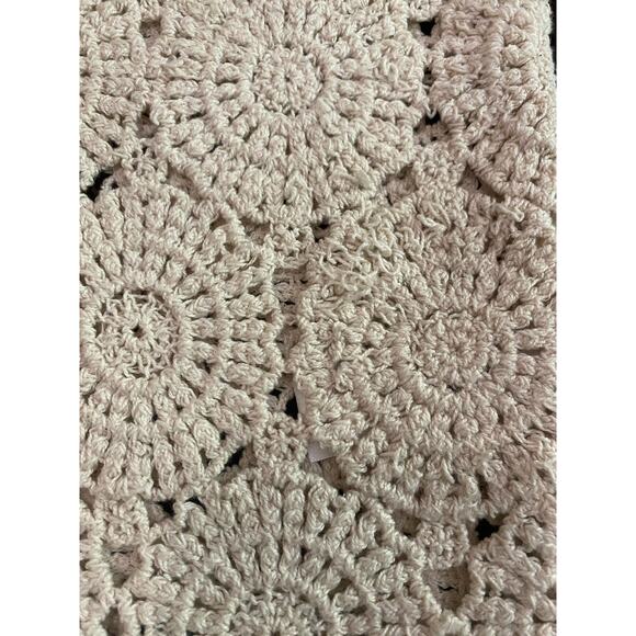 Amuse Society Cream Beige Crochet Knit Top Small Puff Sleeve Cotton Cottage Boho - Picture 8 of 9